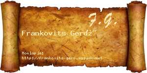 Frankovits Gerő névjegykártya